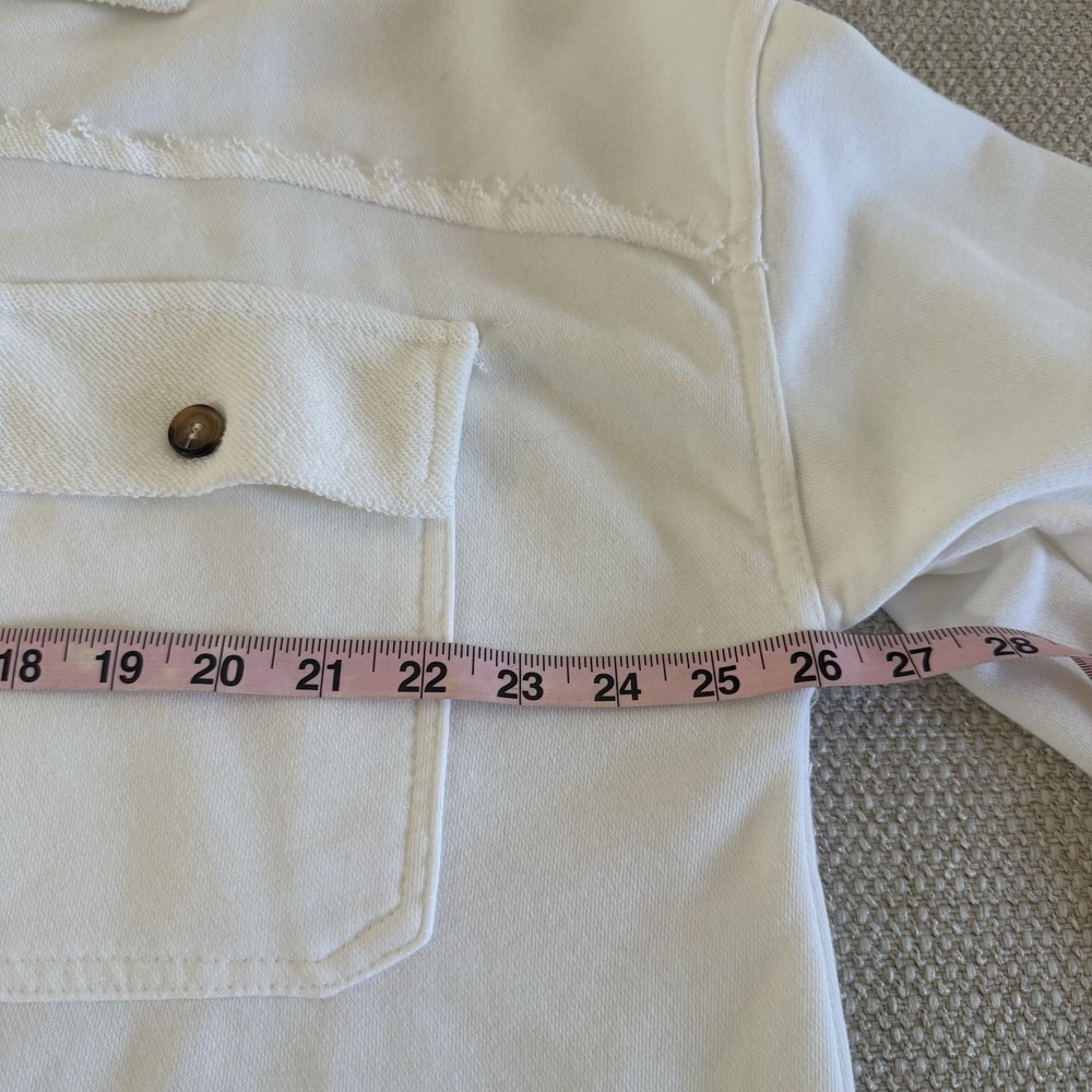 POL White Distressed Button Down‎ Shirt Jacket Shacket Oversized Women's Size L - Picture 12 of 13